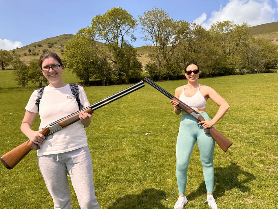 Becky and Lotty Clay pigeon shooting